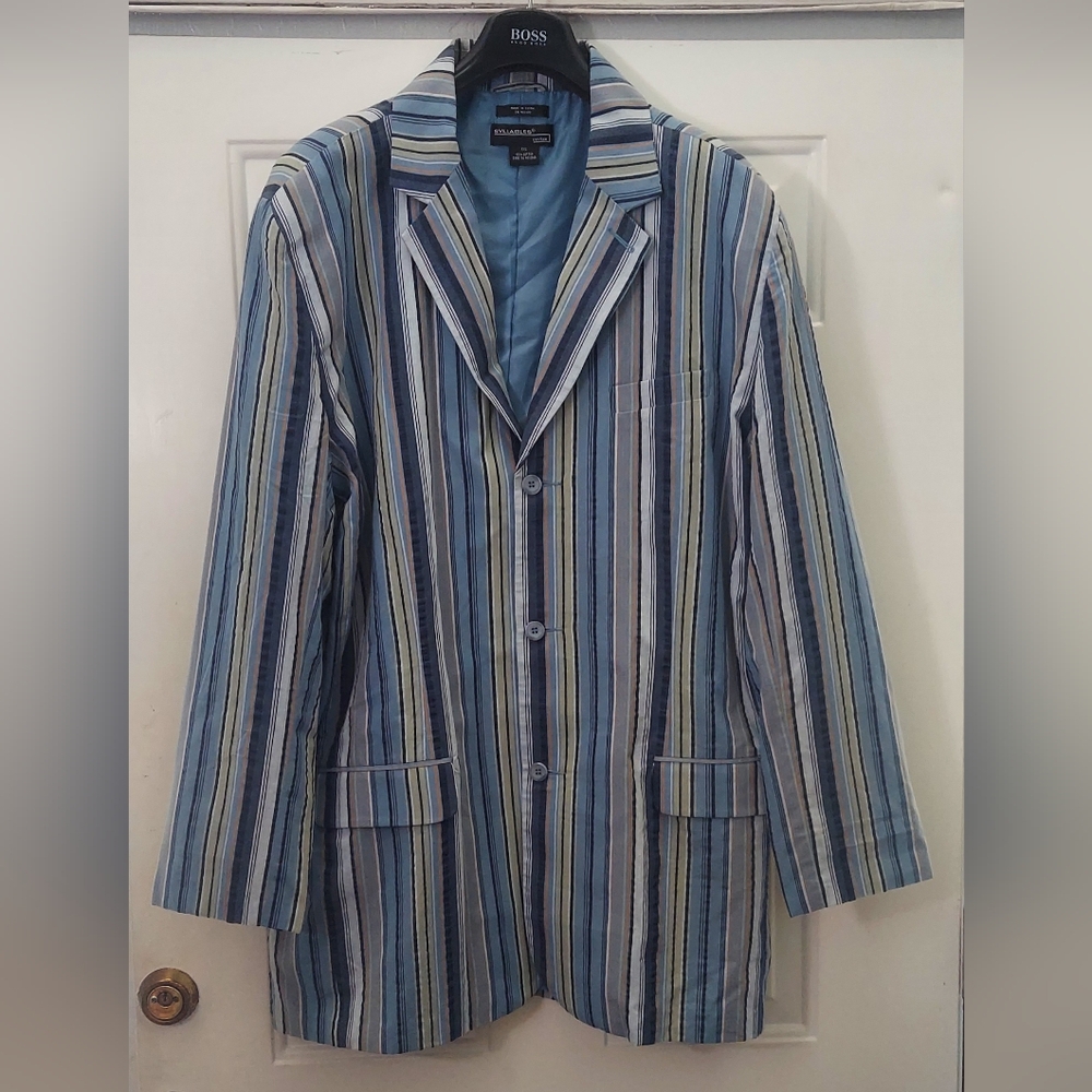 SYLLABLES SYSTEM MEN'S COTTON MULTICOLOR STRIPED LOOSE FIT JACKET SIZE XXL